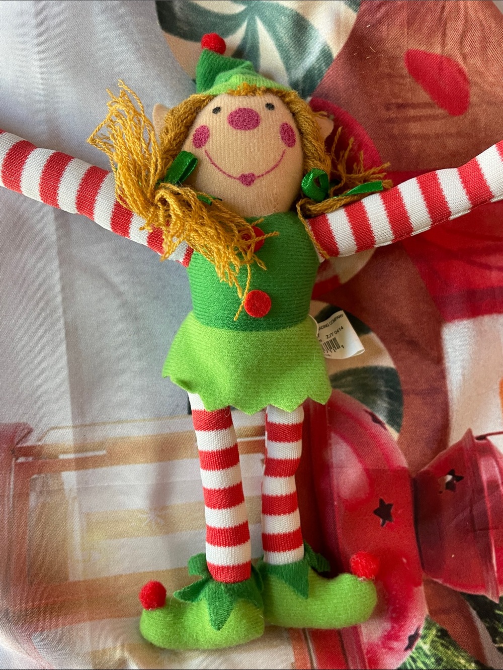 Festive Green & Red Elf Holiday Plush Decorations - Picture 3 of 6